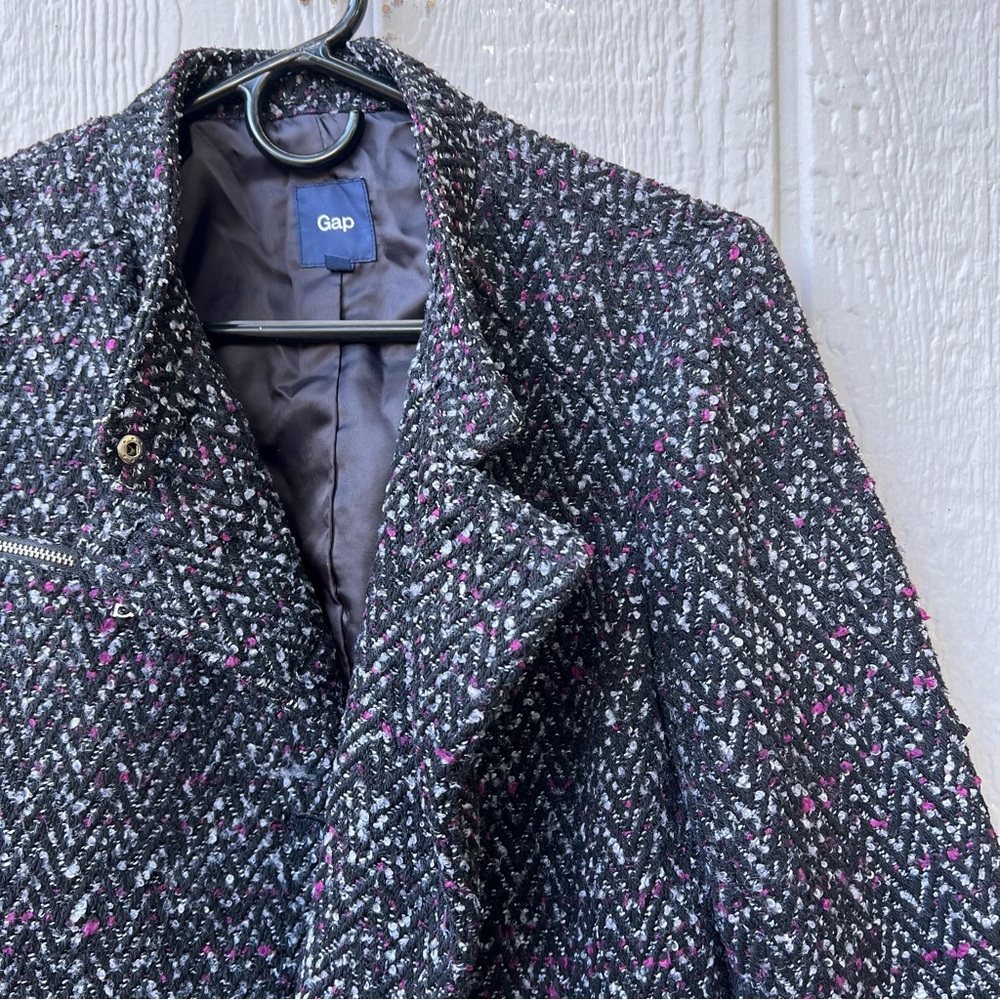 Gap Speckled Zig Zag Herringbone Patterned Button… - image 4